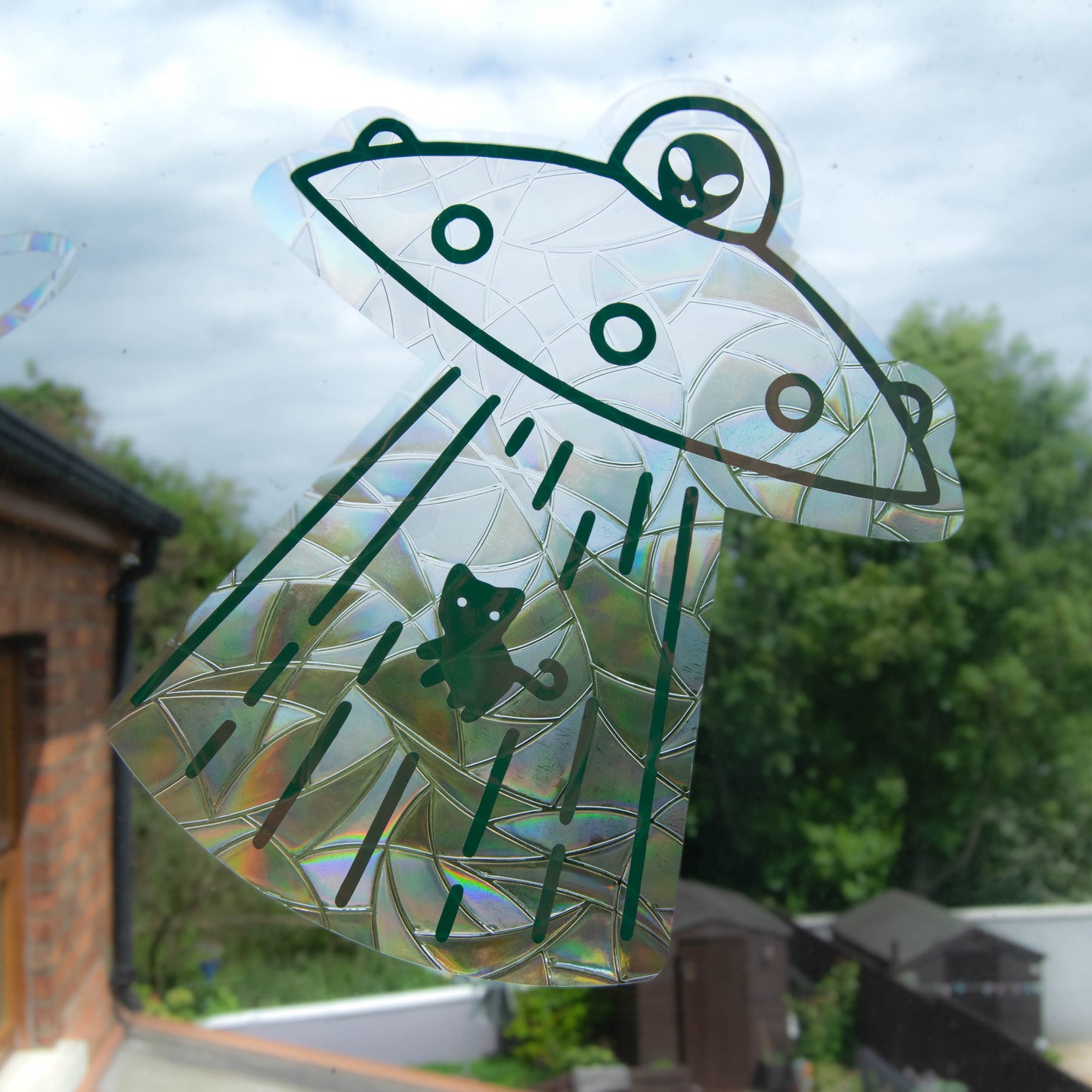 UFO Alien Abduction Window Cling Suncatcher