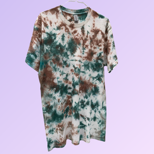 Green and Brown Explosion Tie Dye T Shirt